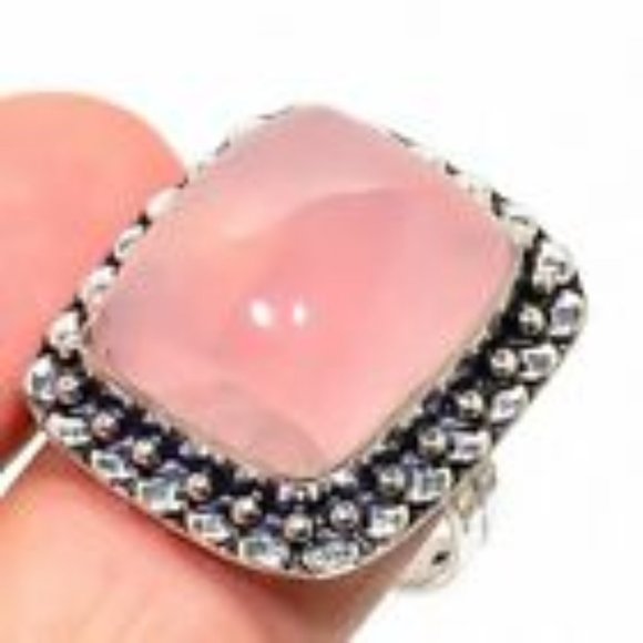 Handmade Jewelry - Handmade Rose Quartz Ring (9.5)
